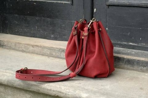 Leather bucket bag Maja color raspberry Leather bucket bag Maja color raspberry