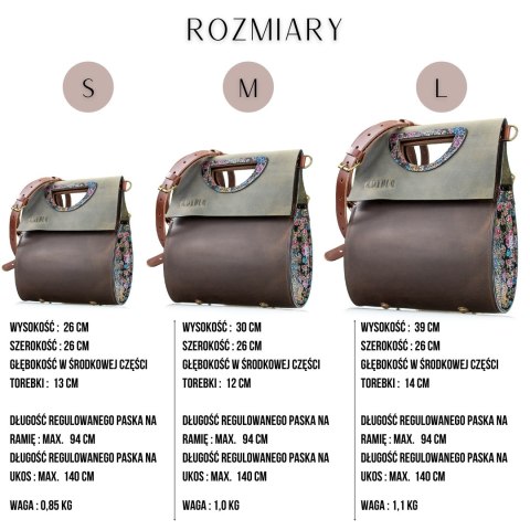 Torebka skórzana Łezka kolor brązowy oraz khaki Torebka skórzana Łezka kolor brązowy oraz khaki